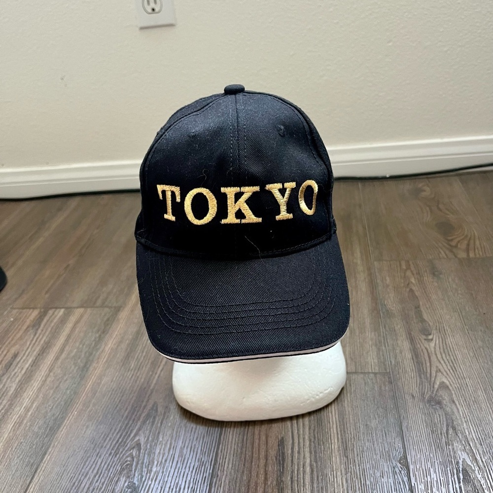 Black Cap with Gold 'TOKYO' Embroidery - Picture 6 of 9